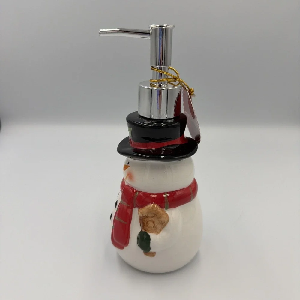 Snowman Soap Dispenser Christmas Bathroom Decor. New Never Used